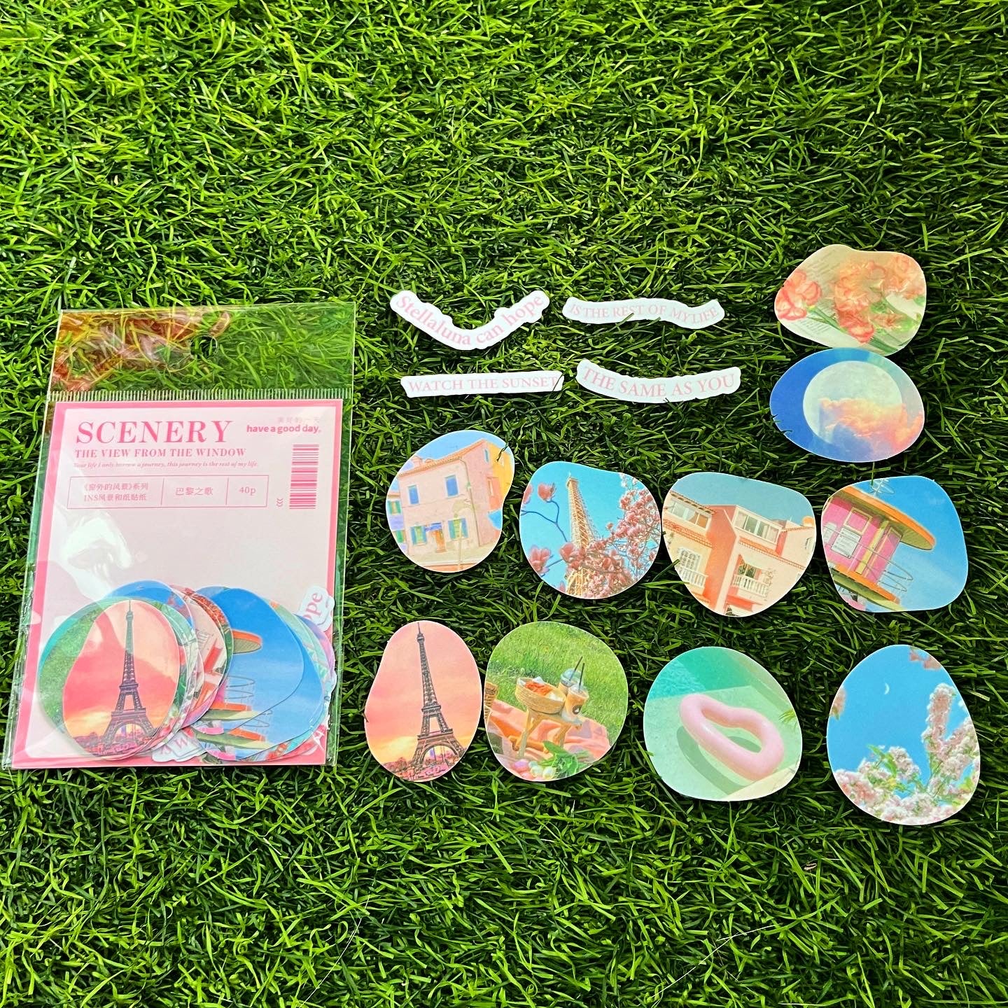 40 pcs The View From the Window series landscape washi paper sticker with quotes pack