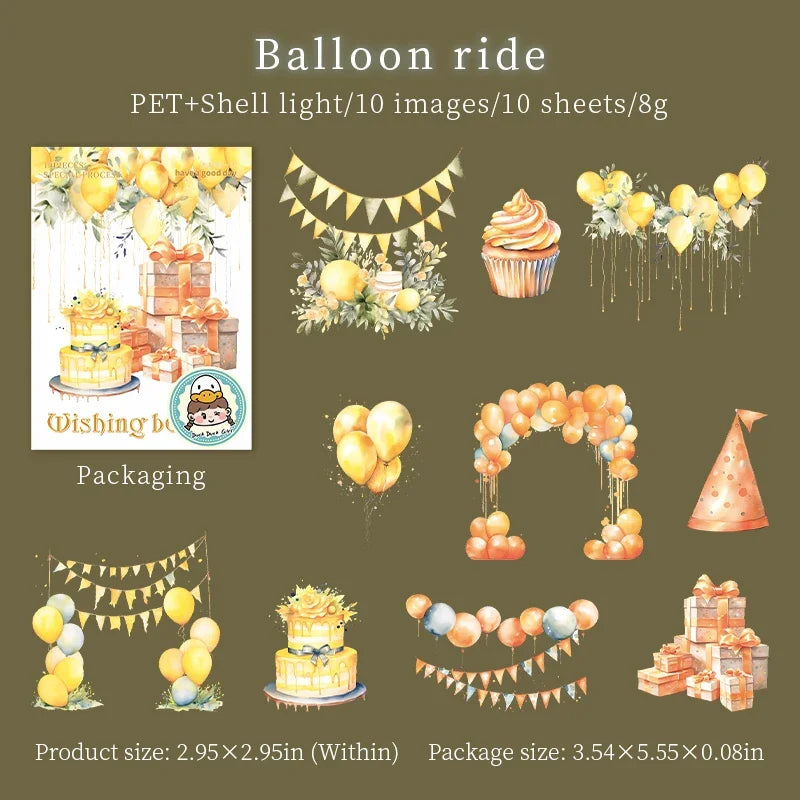 10 stickers per pack Wishing Balloon series Shell Light decorative stickers