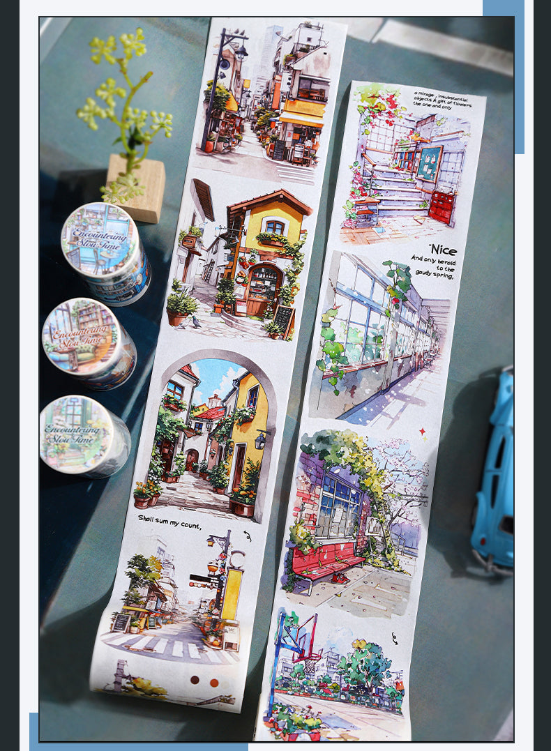 80mm*200cm Encounter Slow Time Series Vintage City Street Washi Tape