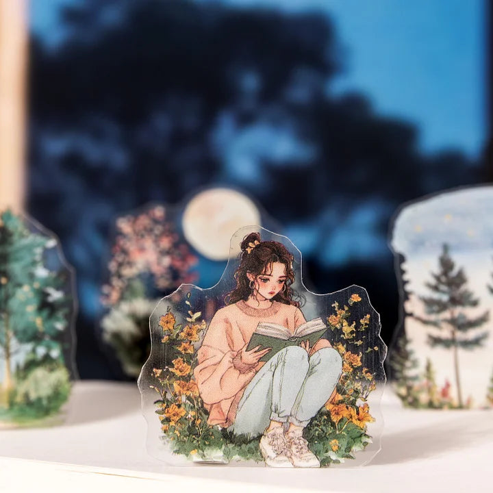 65mm*200cm Moonlight Night Curtain Series Vintage Character Landscape Pet Tape