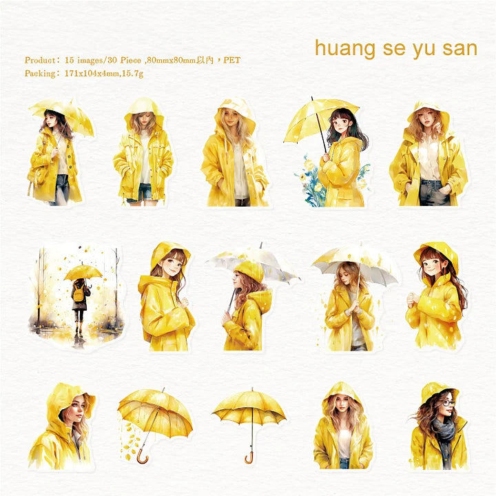 30 Pcs The Misty Rain Is Long Series Vintage Character Sticker Pack