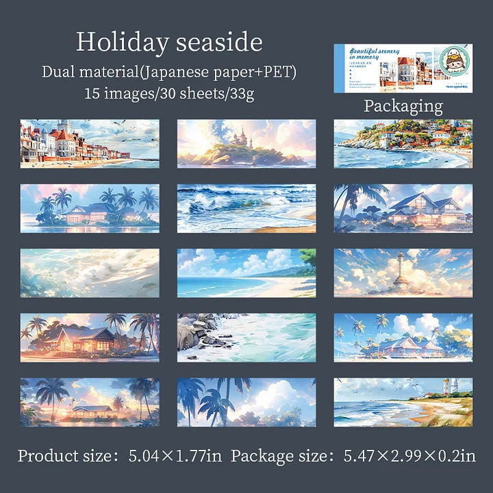 30 Sheets Japanese Paper Memory of the Beautiful Scenery Series Landscape Sticker Book
