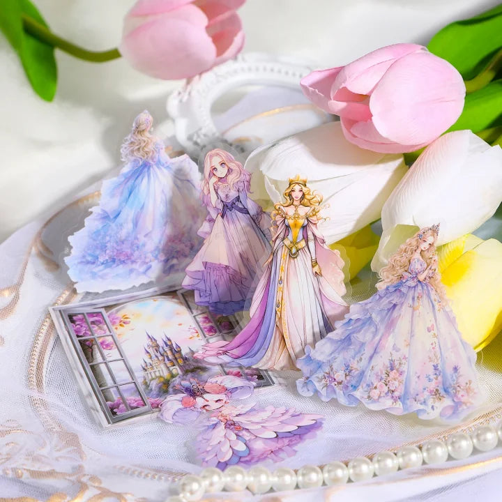 20 Pcs Princess Arrives Series Kawaii Fairy Tale Theme Character Flower PET Sticker