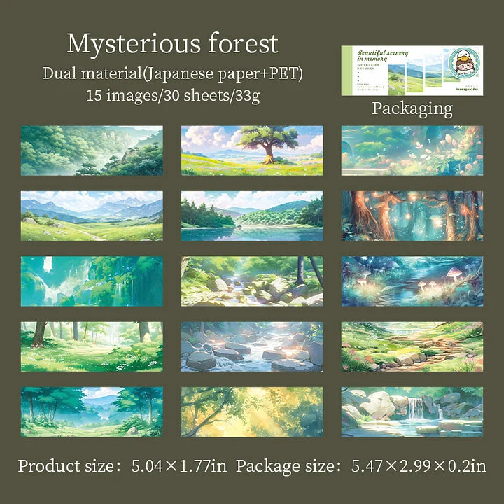 30 Sheets Japanese Paper Memory of the Beautiful Scenery Series Landscape Sticker Book