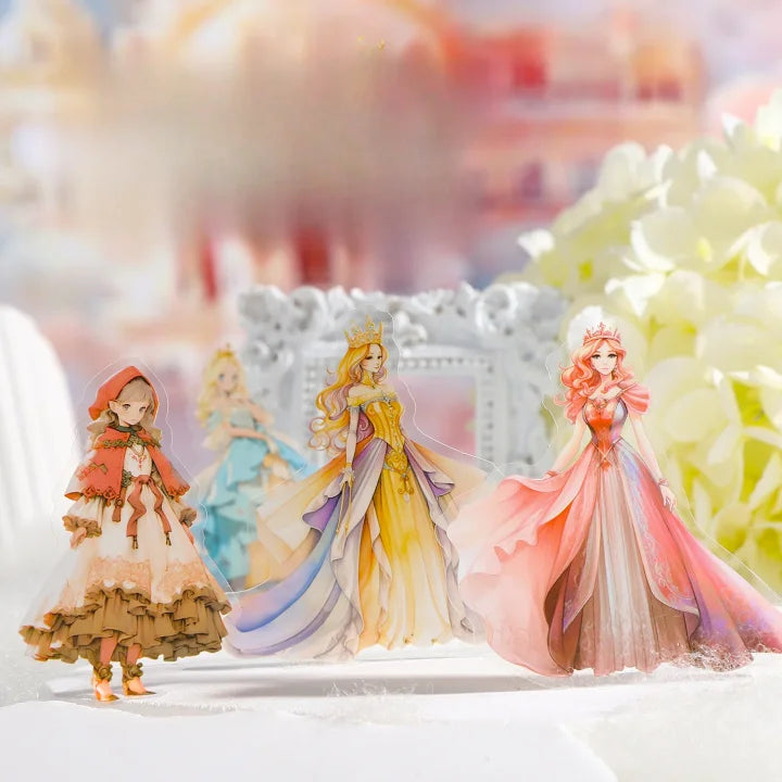 20 Pcs Princess Arrives Series Kawaii Fairy Tale Theme Character Flower PET Sticker