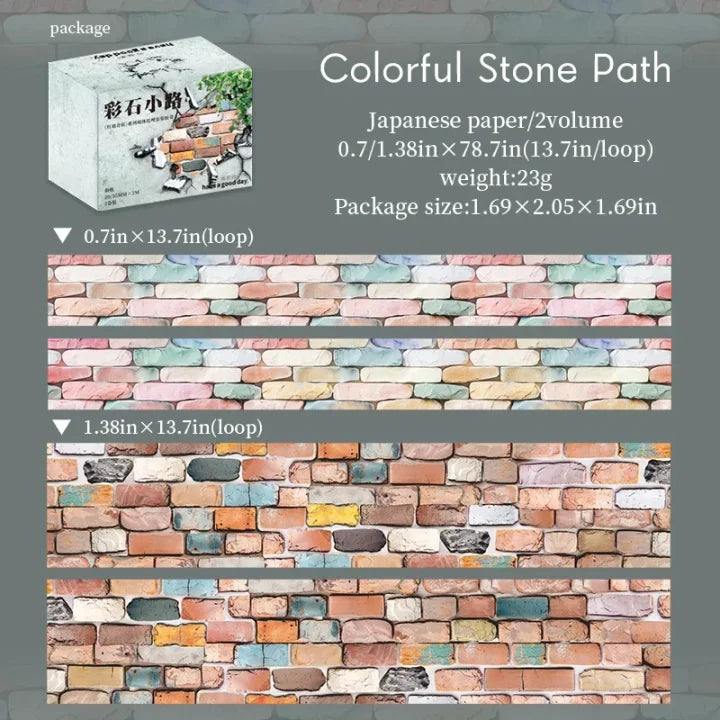 2 Rolls/Box Vintage Wall Tiles Texture Material Washi Tape Set