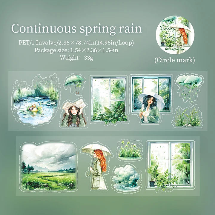 1 Roll Rainy Day Series Weather Aquascape Girl Pet Tape