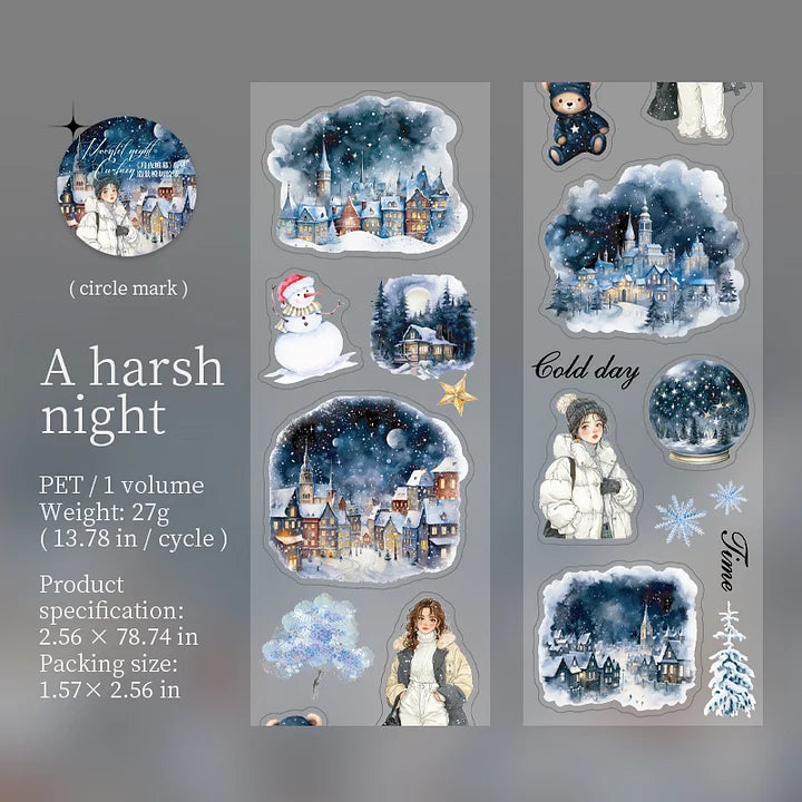 65mm*200cm Moonlight Night Curtain Series Vintage Character Landscape Pet Tape