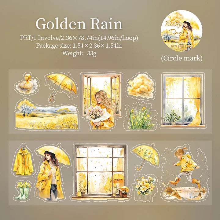 1 Roll Rainy Day Series Weather Aquascape Girl Pet Tape