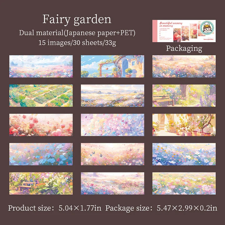 30 Sheets Japanese Paper Memory of the Beautiful Scenery Series Landscape Sticker Book