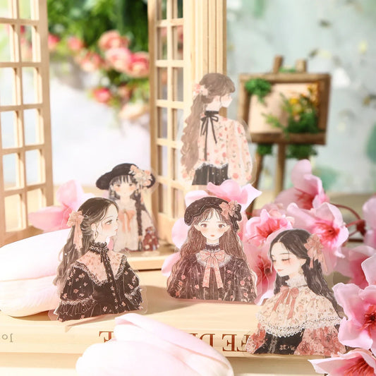 30 Pcs Romantic Spring Day Series Vintage Character Pet Stickers