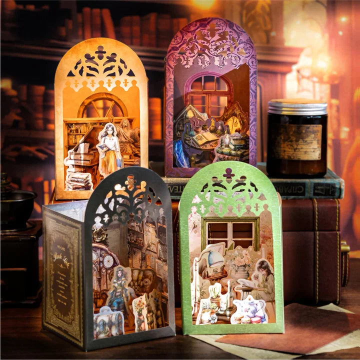 15 stickers/pack Fingertip Bookstore Series Retro 3D Scene Bookstore