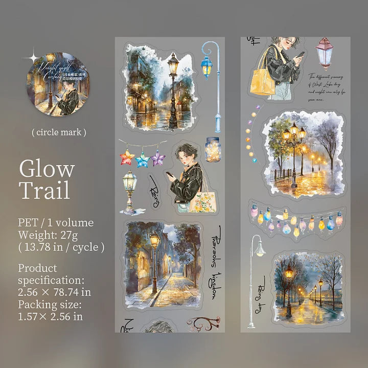 65mm*200cm Moonlight Night Curtain Series Vintage Character Landscape Pet Tape