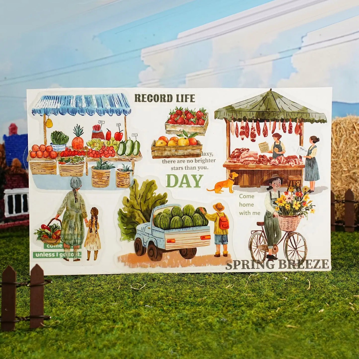 15pcs Summer at Grandma's House Series of Idyllic Countryside Theme Decorative Stickers