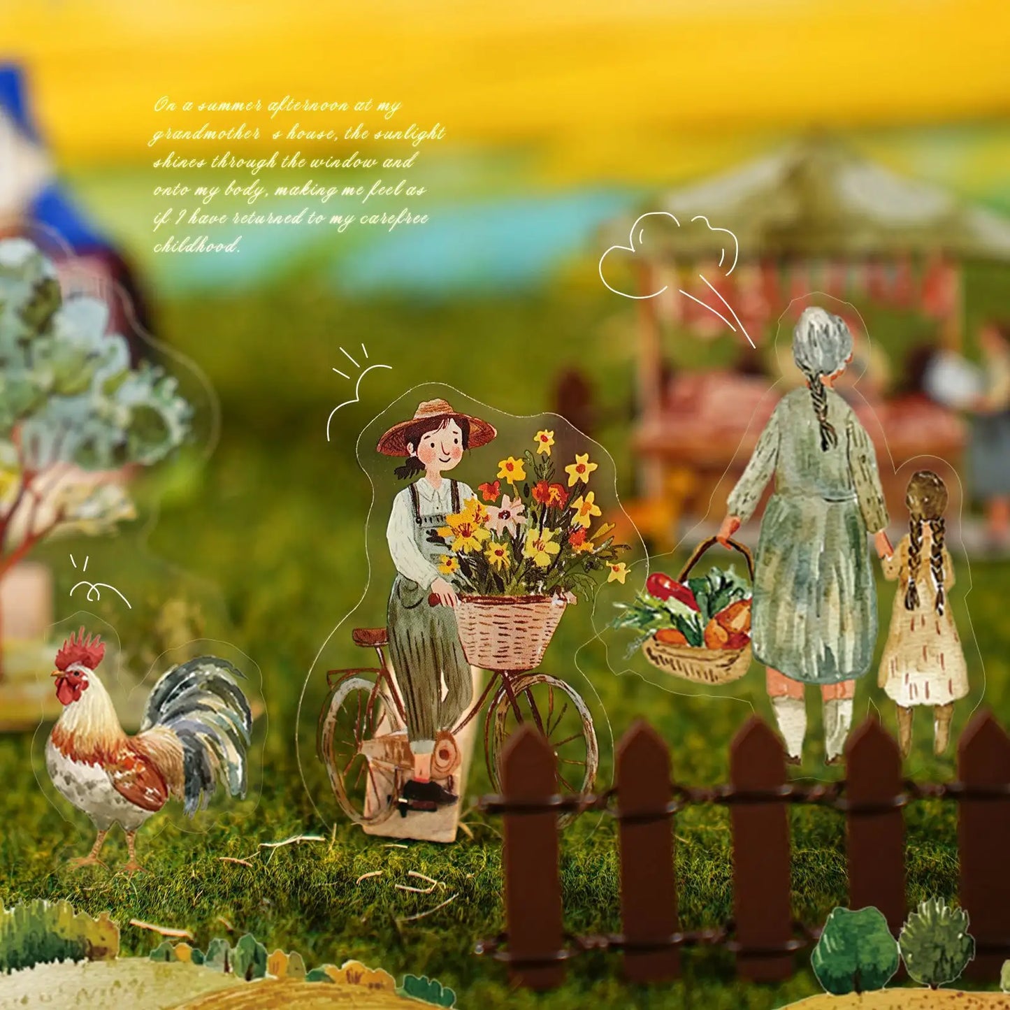 15pcs Summer at Grandma's House Series of Idyllic Countryside Theme Decorative Stickers