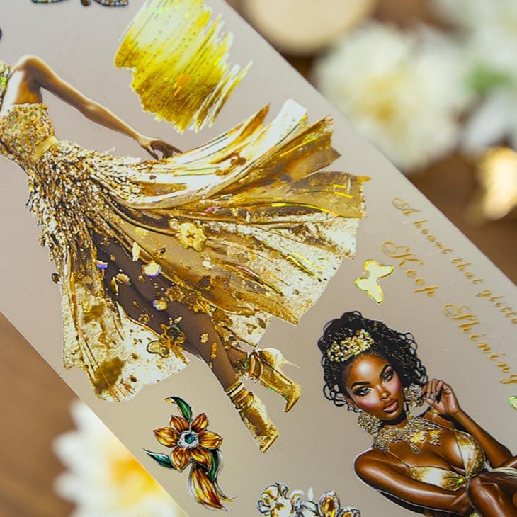 1 Roll Golden Matte Character Flower Butterfly Masking Gold Shell Pet Tape