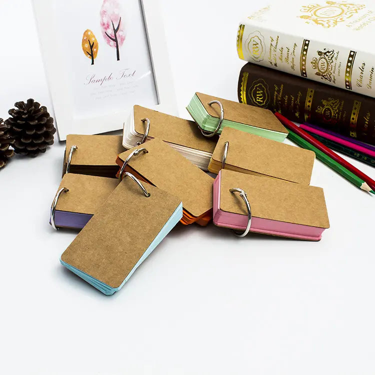 1 pc Multicolor Blank Paper Cards with Ring Buckle binder