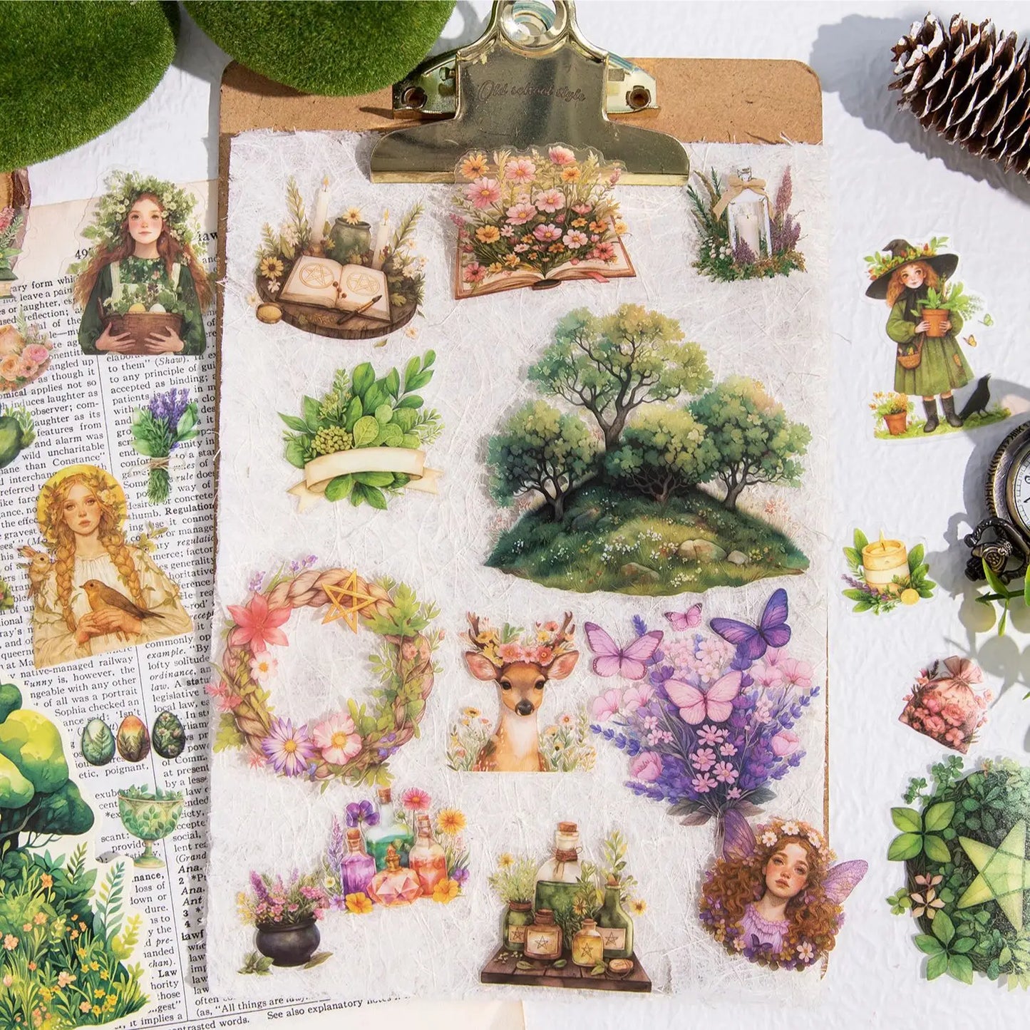 25 Pcs Warm Sunshine Series Vintage Plant Flower Character Landscape stickers