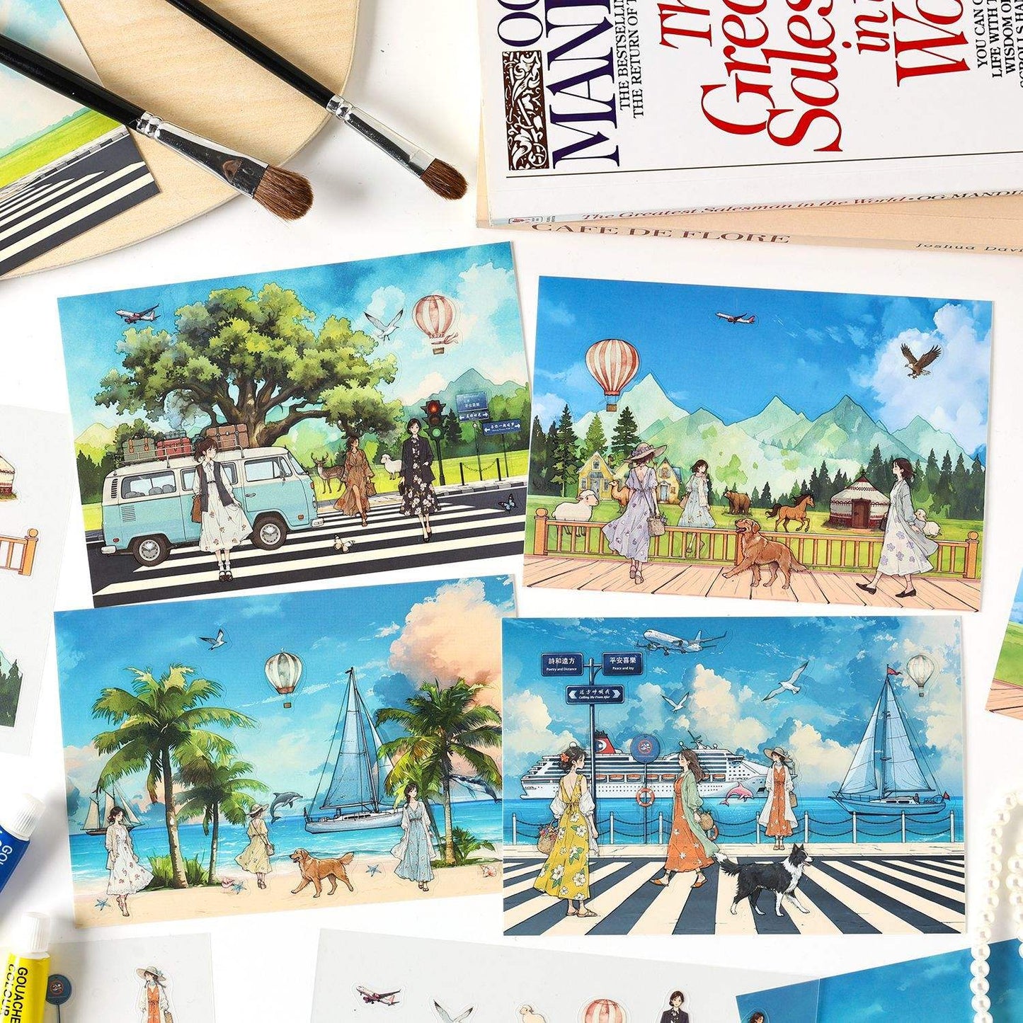 3pcs/pack Long Holiday Matte PET Landscape Stickers