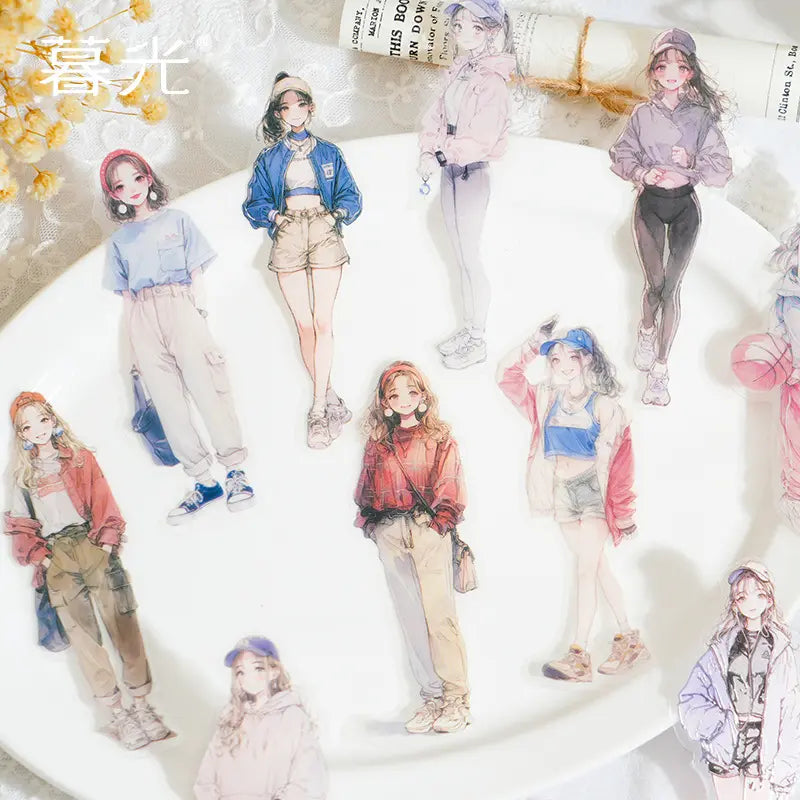 30 Pcs Time Slowly series Girl character Sticker Pack for Journaling