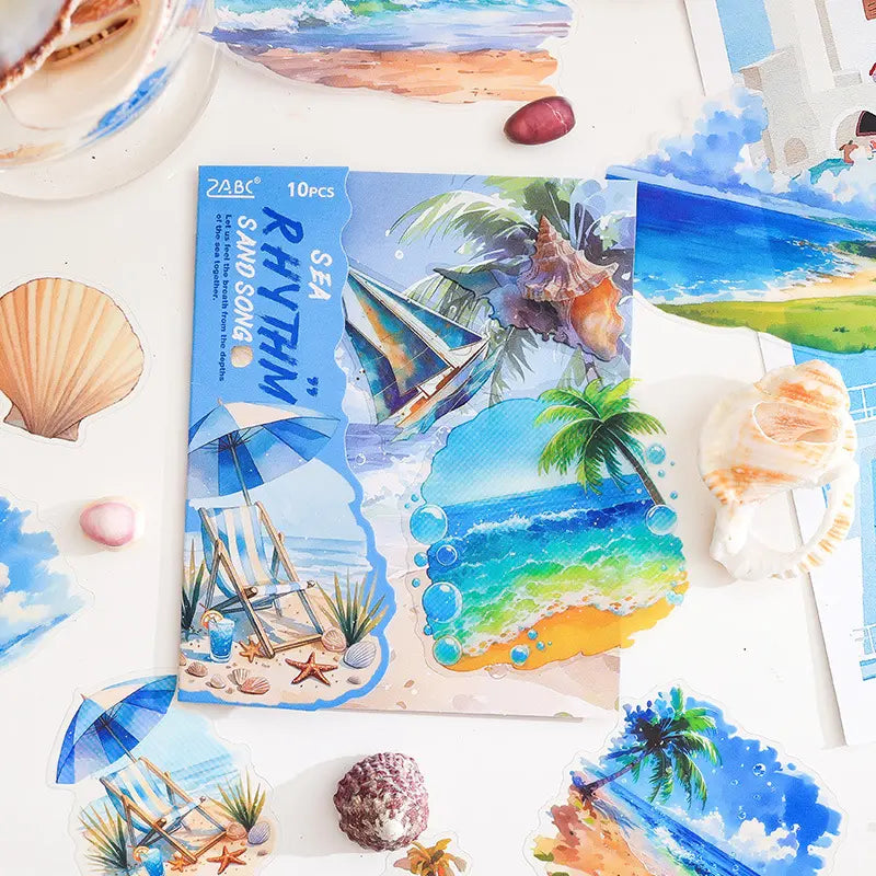 10 Pcs nature scroll aquascape handbook stickers for Journaling