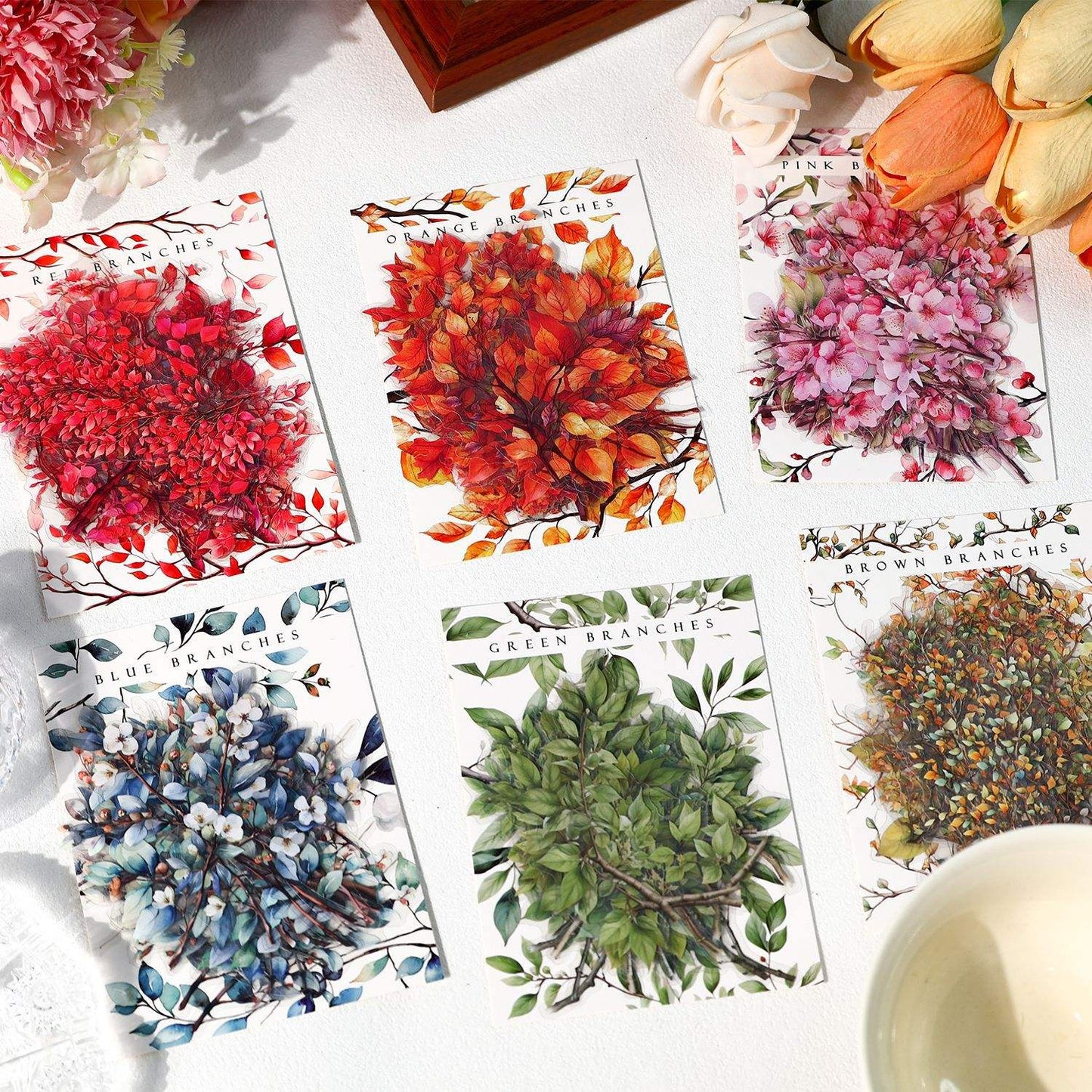 20 Pcs Branches and Leaves Series Decorative Stickers