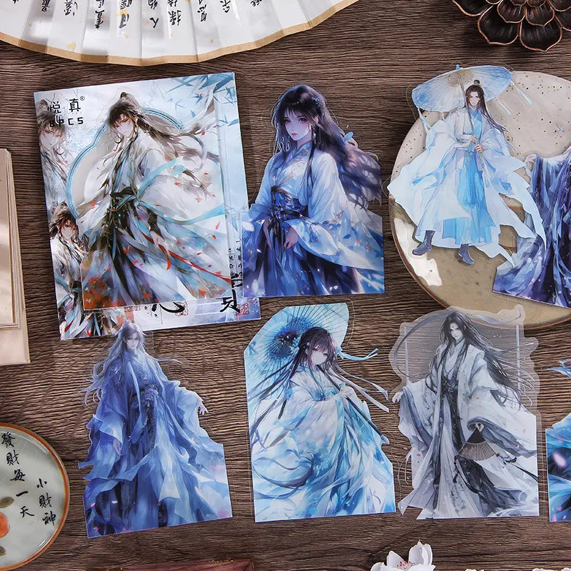 10pcs Clear Wind and Moon Creative Ancient Style Sticker Pack