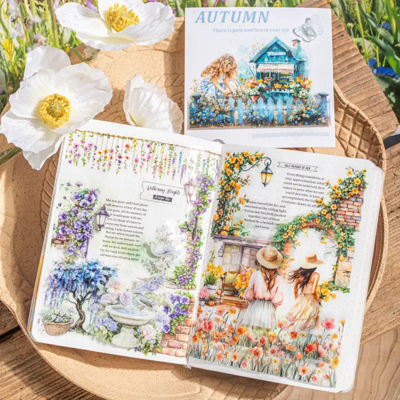 3 Rolls/set Time in The Garden Series Vintage Flower Character Landscape Pet Tape