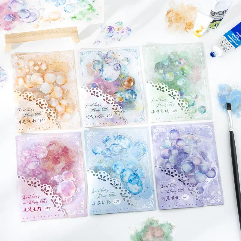 20 Pcs Color Bubble Series Watercolor Bubble Landscaping Material stickers