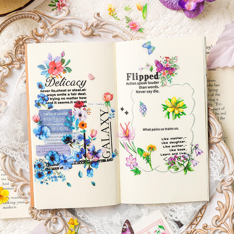 10 sheets Flow Flower Language Pet Sticker Sheets