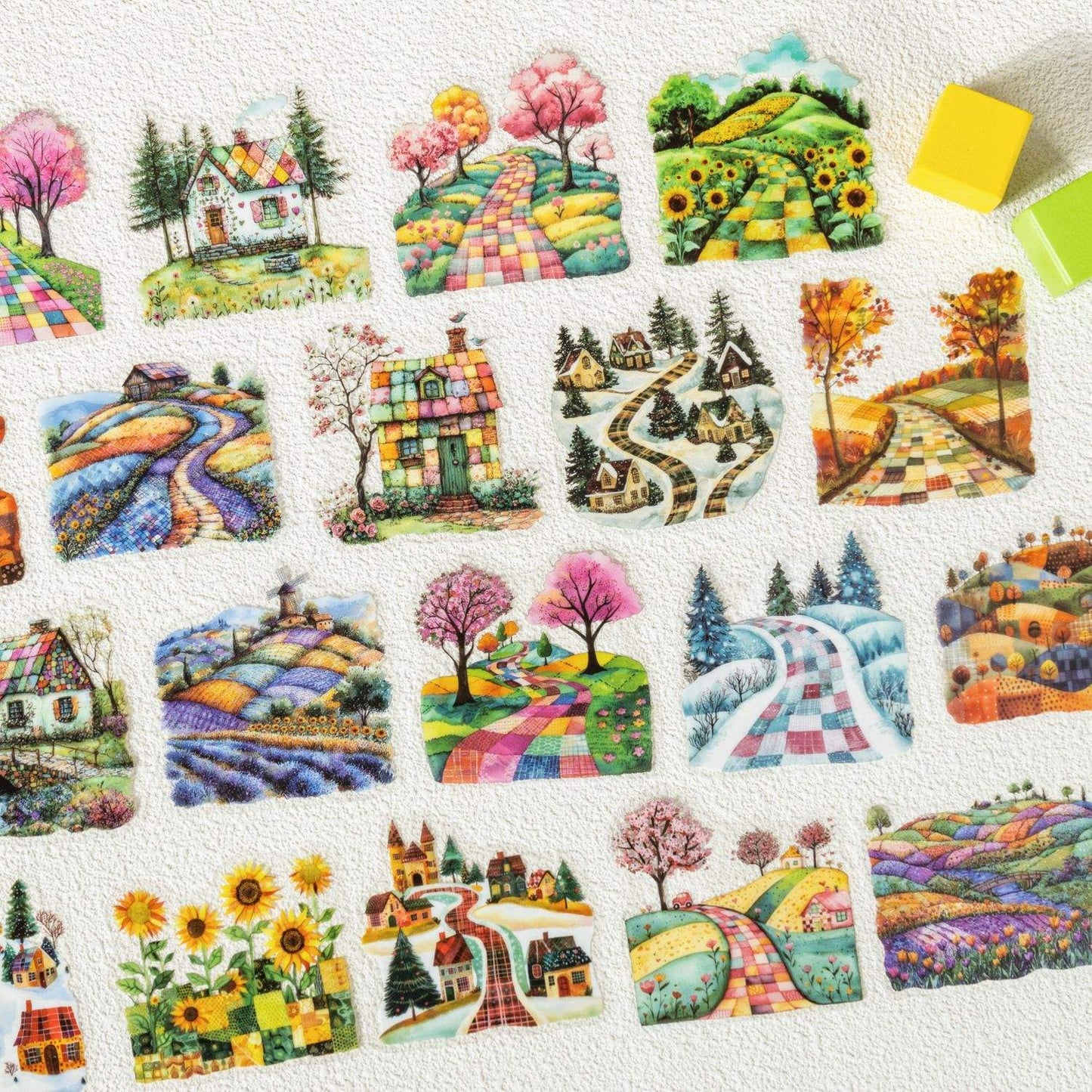 20 Pcs Patchwork Seasons Series Collage Decorative Landscaping stickers