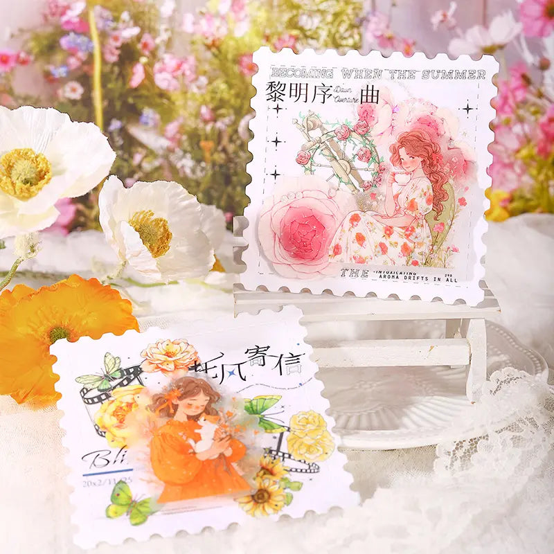 10 Pcs Girly Theme Glitter Sand Beauty Manor Series PET Stickers