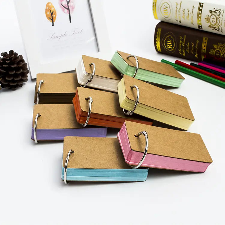 1 pc Multicolor Blank Paper Cards with Ring Buckle binder