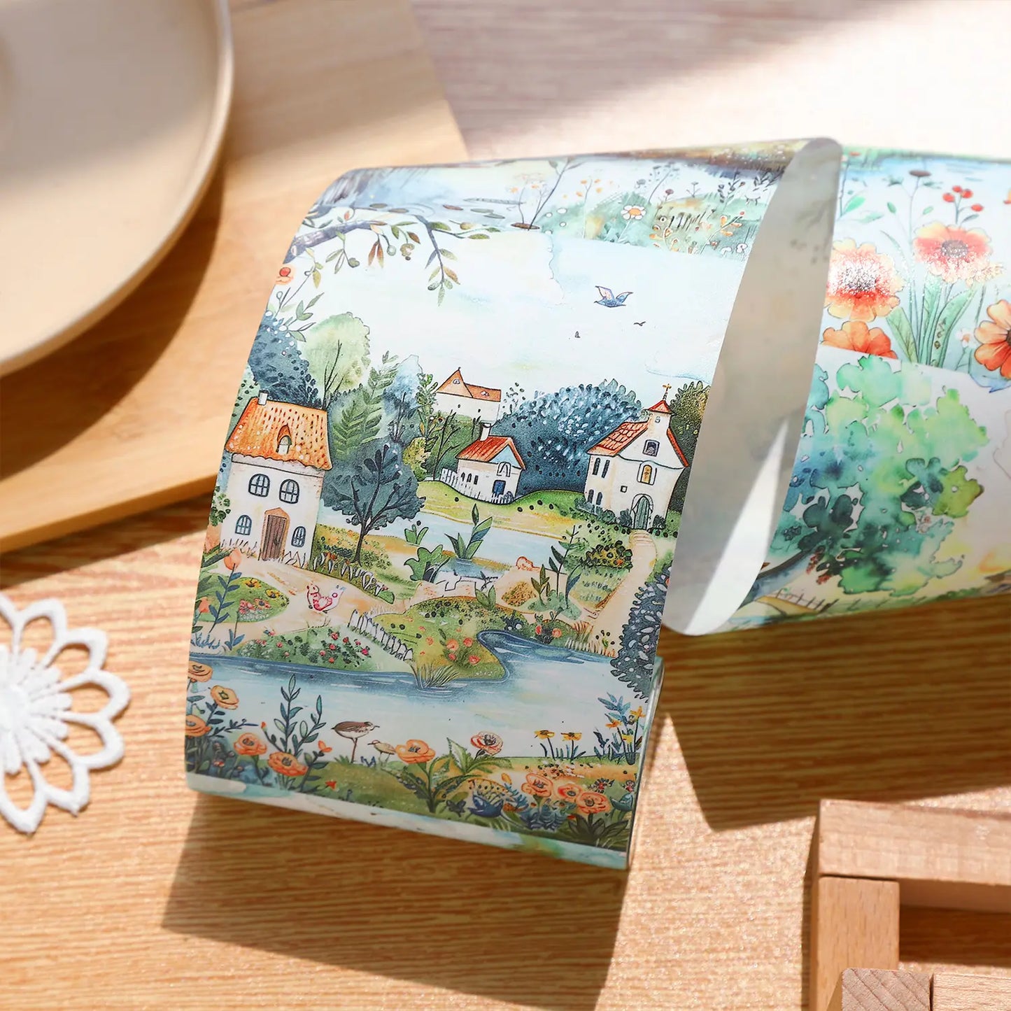 1 Roll Large Background Tape Four Seasons Painting Series City Streets Washi Tape