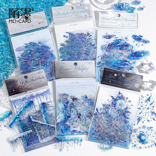 20 pcs Ice Crystal PET Stereoscopic Laser Silver Sticker Pack