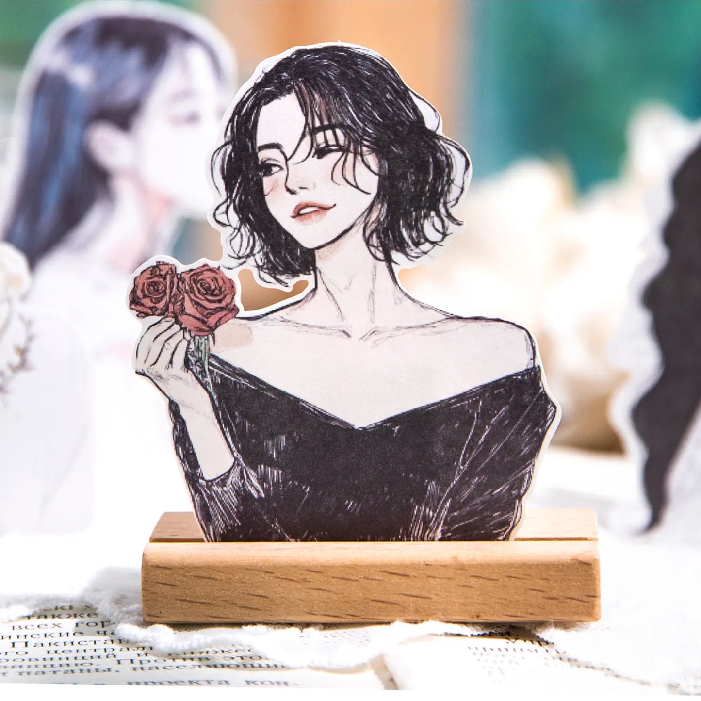 10 Pcs Frosty White Overture Series Laser Character Stickers