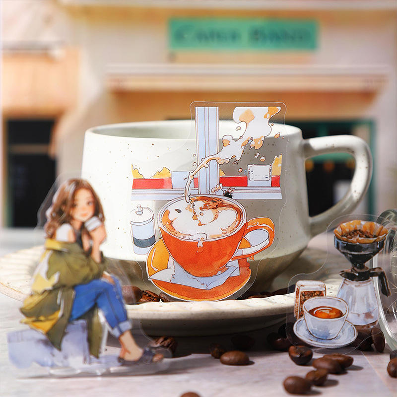 30 Pcs Her Coffee Memory Series Vintage Character Coffee Stickers