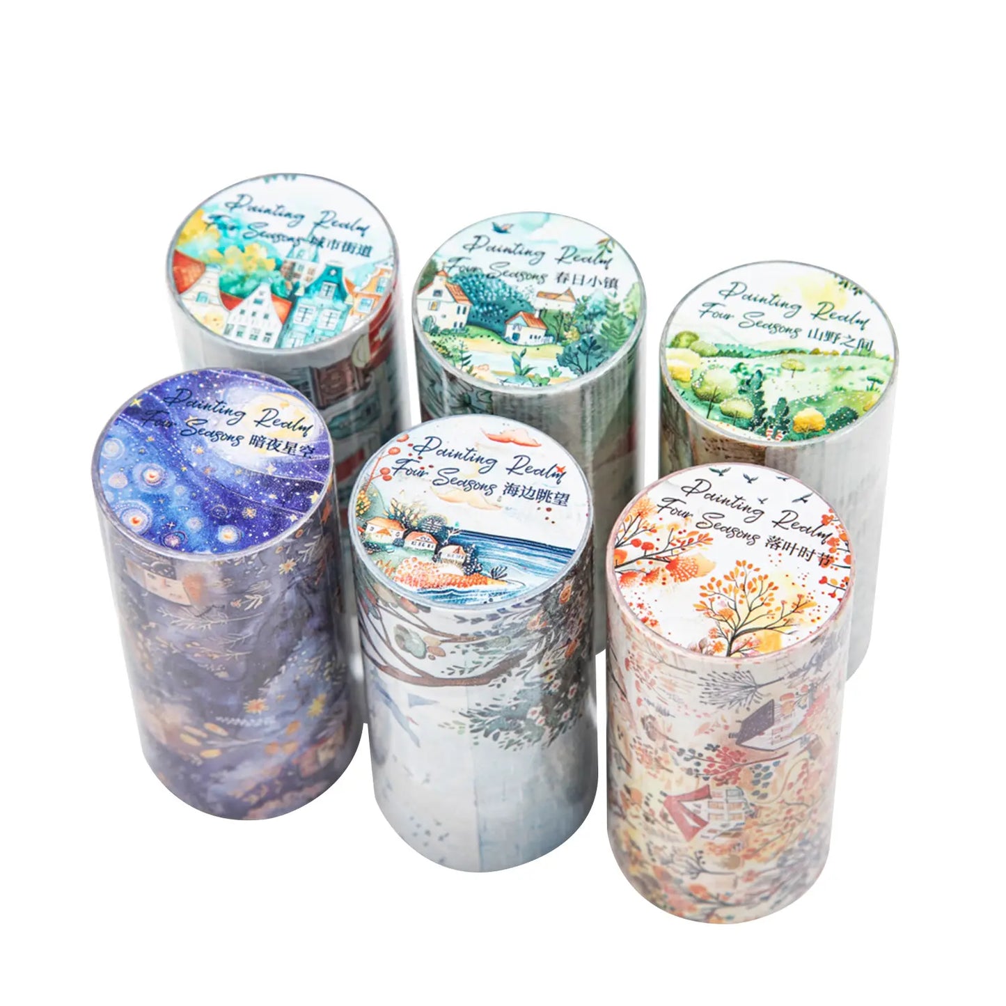 1 Roll Large Background Tape Four Seasons Painting Series City Streets Washi Tape