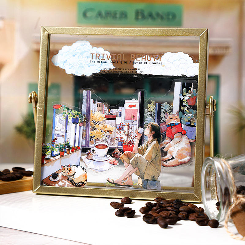 30 Pcs Her Coffee Memory Series Vintage Character Coffee Stickers