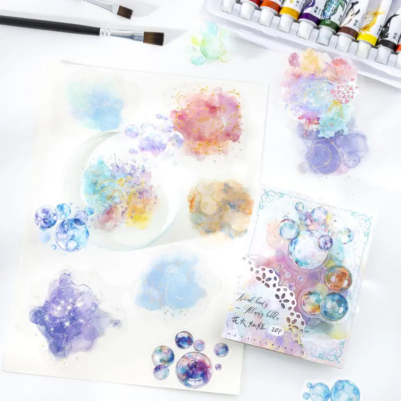 20 Pcs Color Bubble Series Watercolor Bubble Landscaping Material stickers