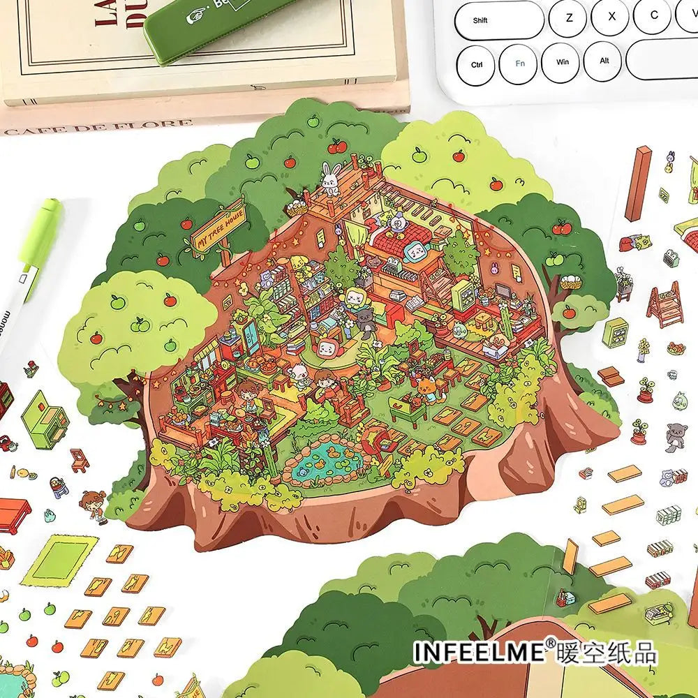 3 Sheets/pack My Cottage Second Series Cottage Theme 3D landscape Stickers