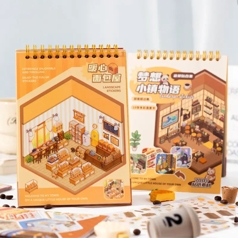 20 Sheets Dream Town Story Series Scenic Stickers Book
