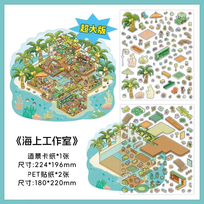 3 Sheets/pack My Cottage Second Series Cottage Theme 3D landscape Stickers