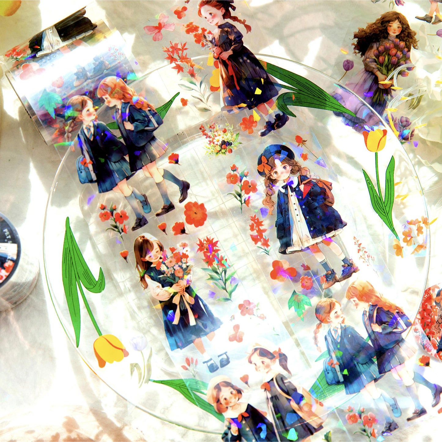 2M/Roll Flowers and You Series Literary Shell Light Girl Pet Tape