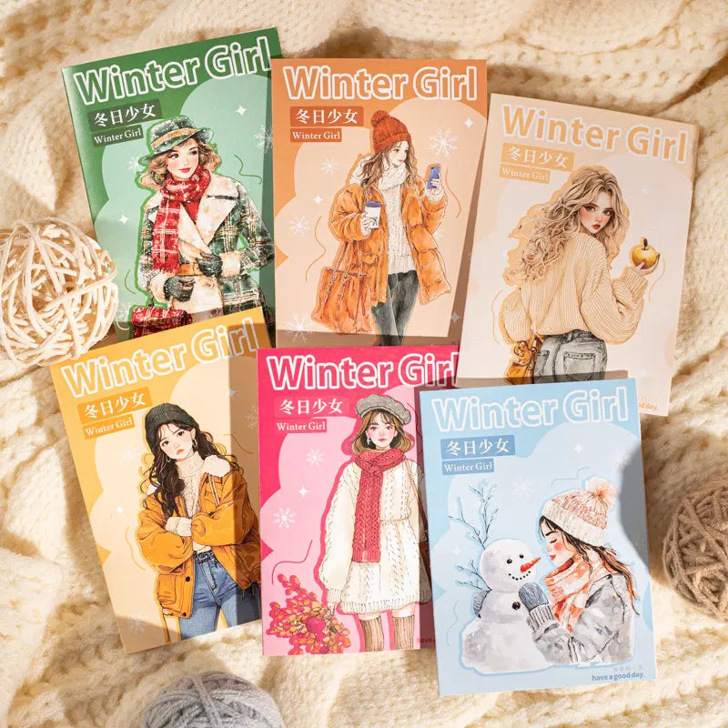 20 Pcs Winter Girl Series pet sticker pack for Journaling