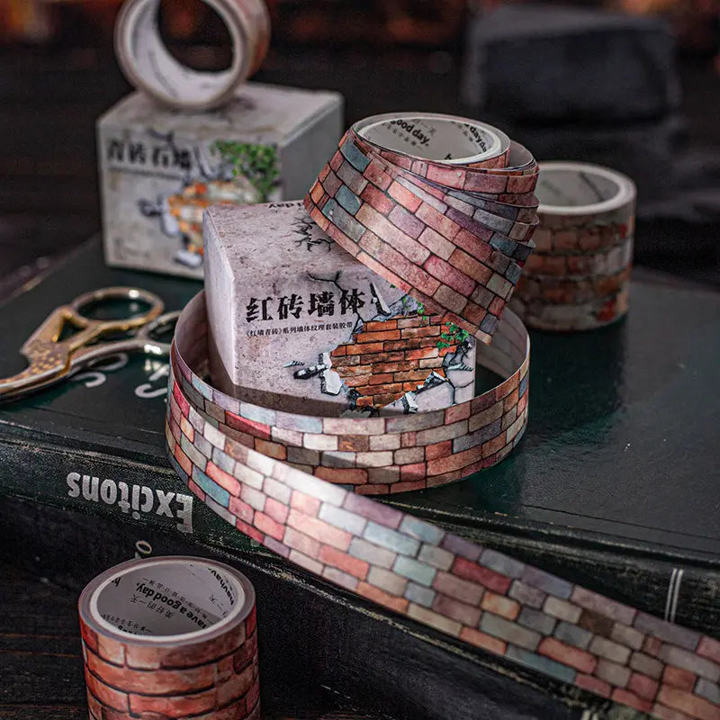 2 Rolls/Box Vintage Wall Tiles Texture Material Washi Tape Set