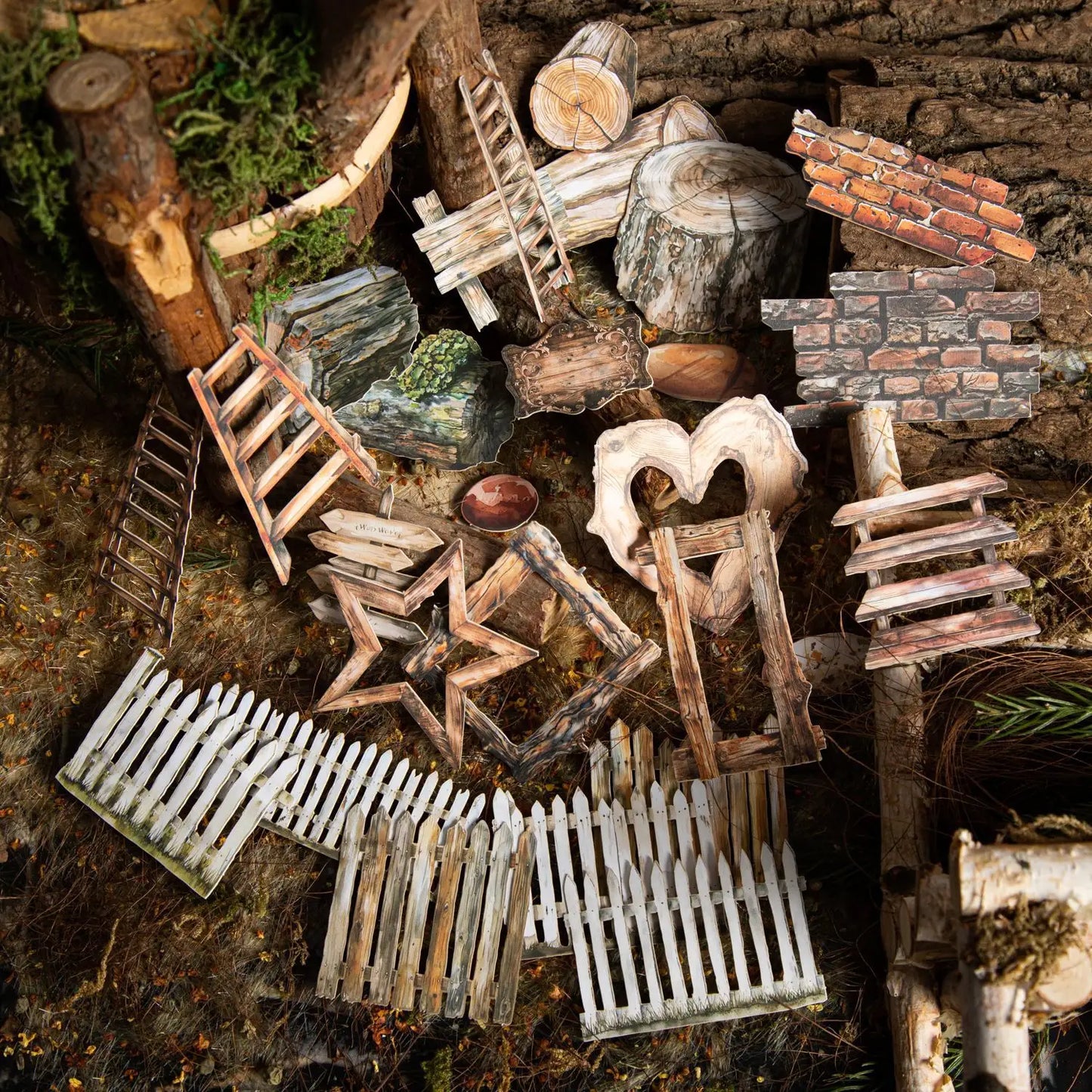 30 Pcs Garden Items Series Vintage small Wooden Landscaping Collage Sticker
