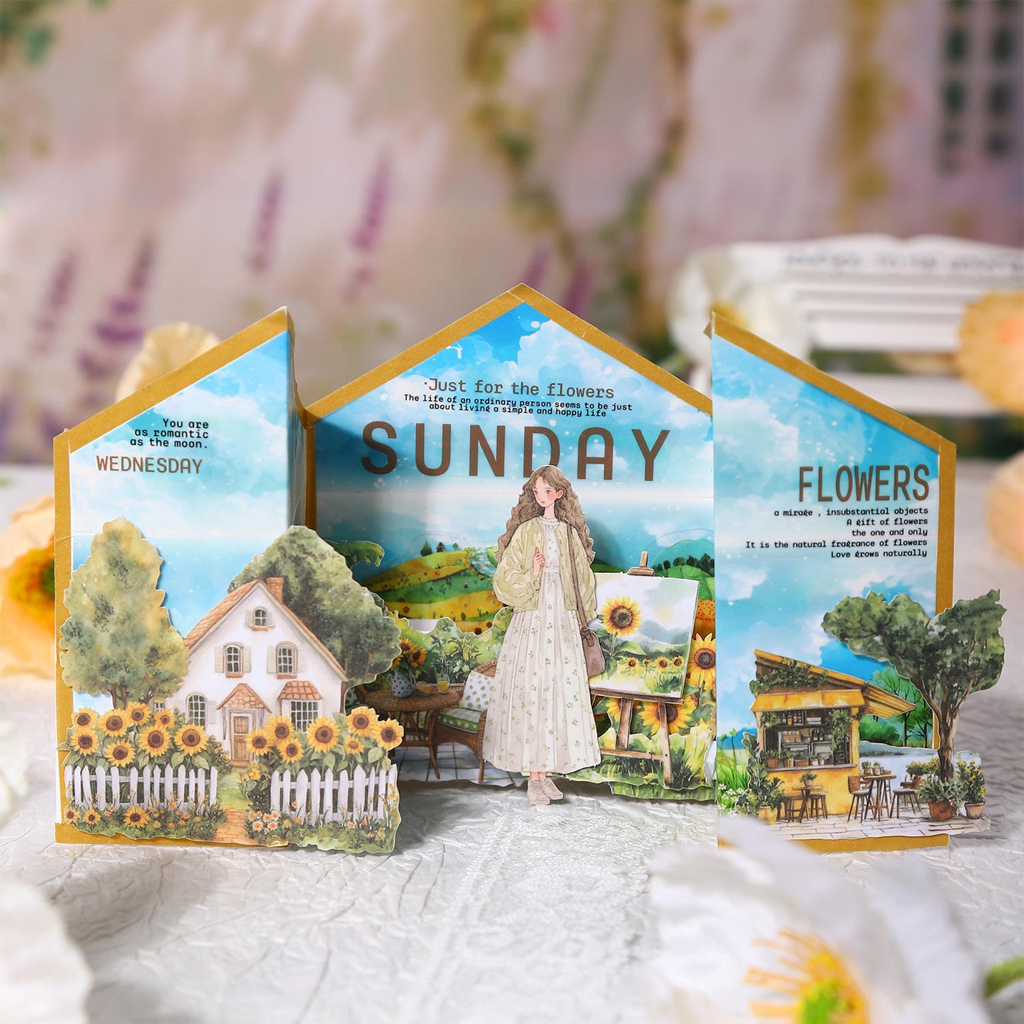 20 Pcs Garden Time Series Vintage Flower House Character Washi Stickers
