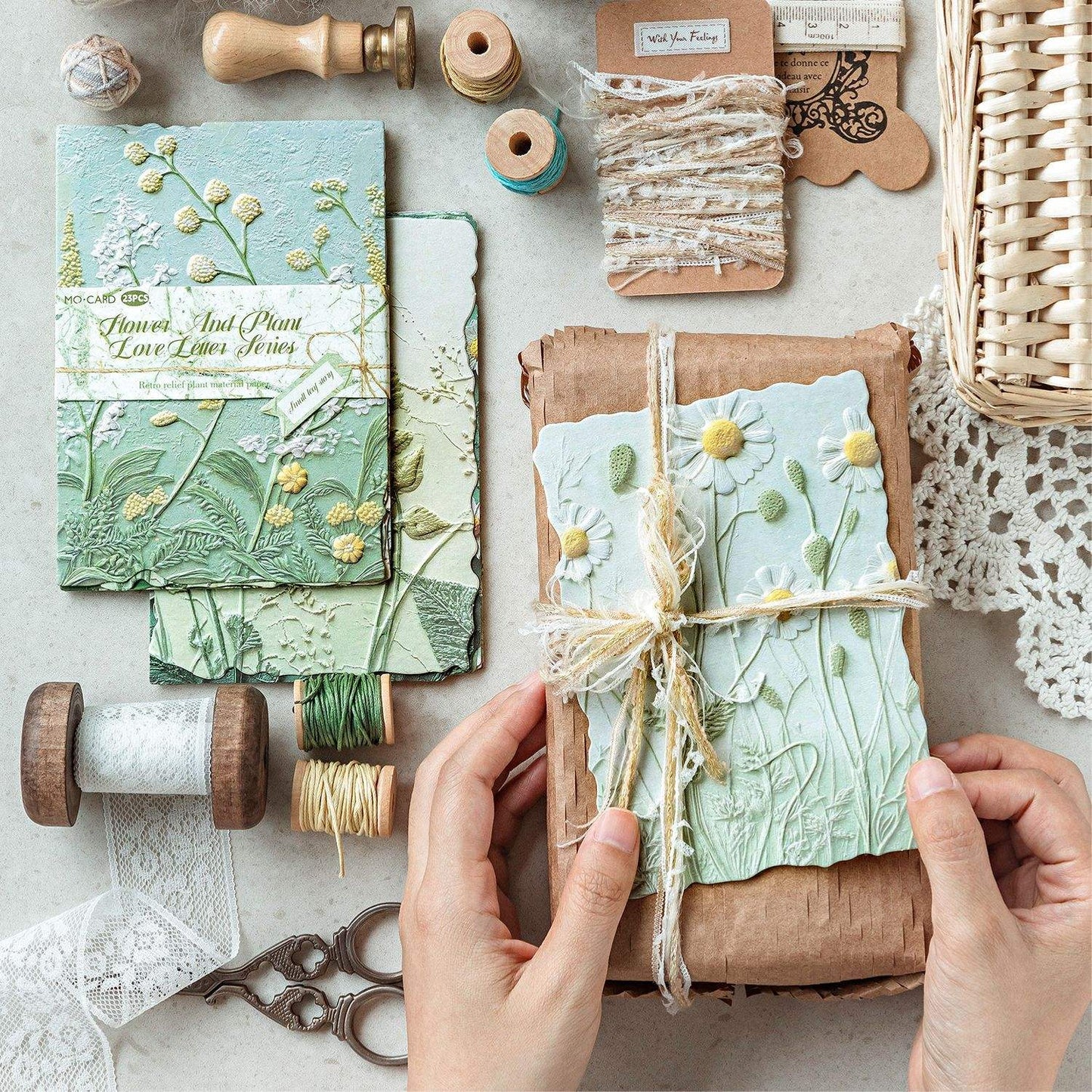 23 Pcs Flower and Grass Love Letter Series Vintage Relief Floral Material Paper