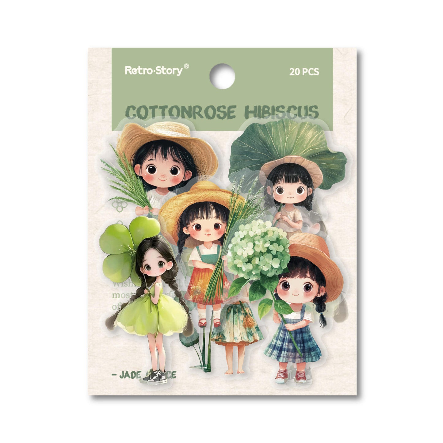 20 Pcs Hibiscus Series Fairy Tale Cute Girl Stickers